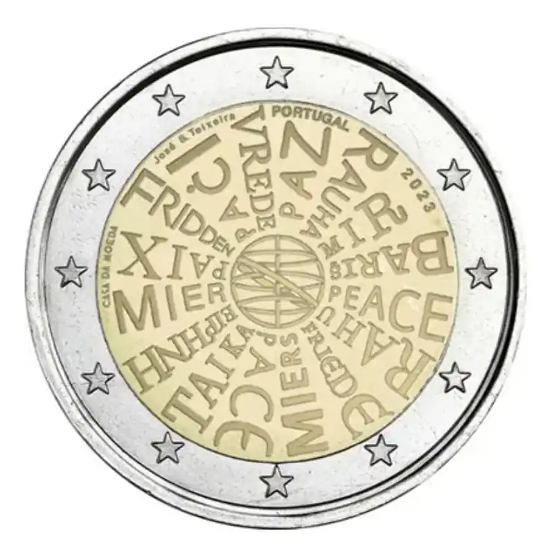 2 euros commémorative Portugal 2023 - La Paix. Achetez Aujourd’hui