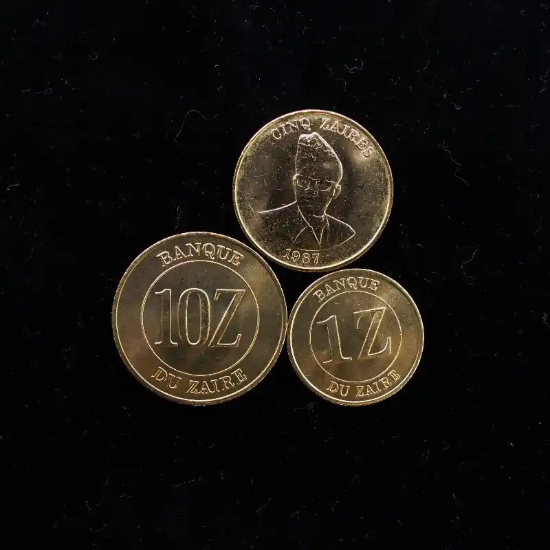Marque Zaïre 3 monnaies de collection.