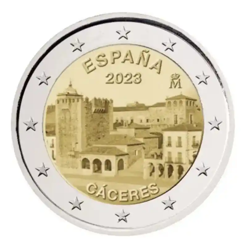 2 euros commémorative Espagne 2023 - Vieille ville de Caceres. Quantité Limitée