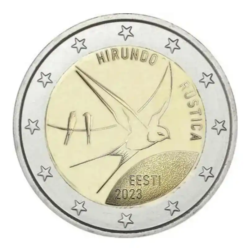 2 euros commémorative Estonie 2023 - Hirondelle rustique. Prix Choc