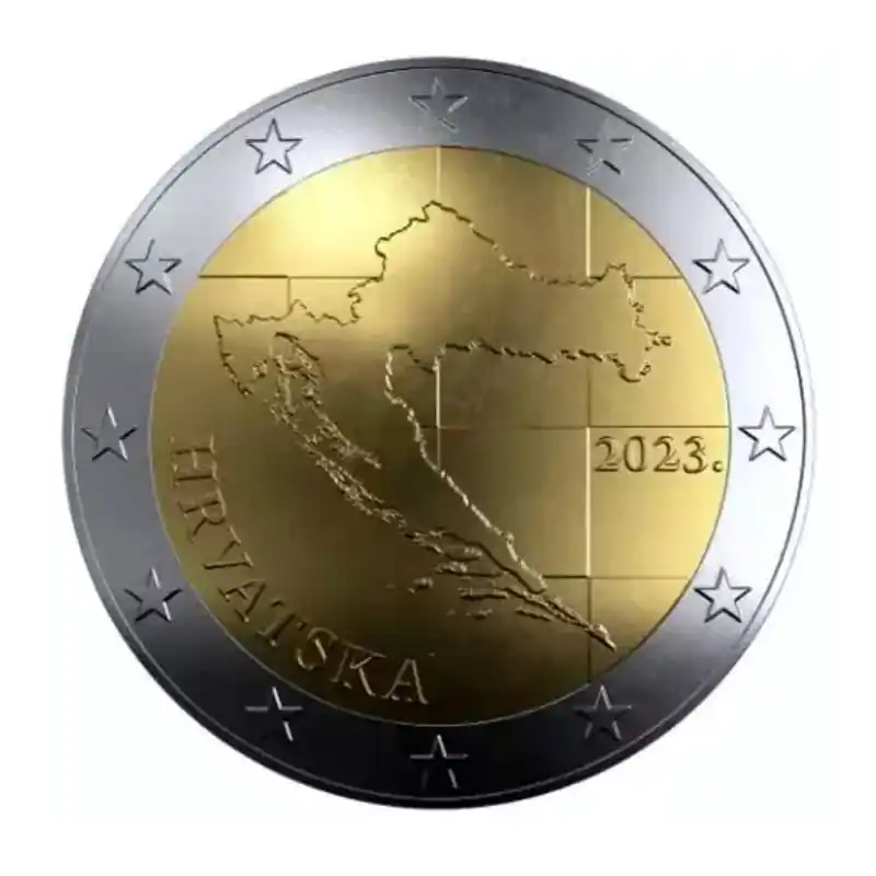 2 euros Croatie 2023 face nationale - la carte. Promotion Saisonnière