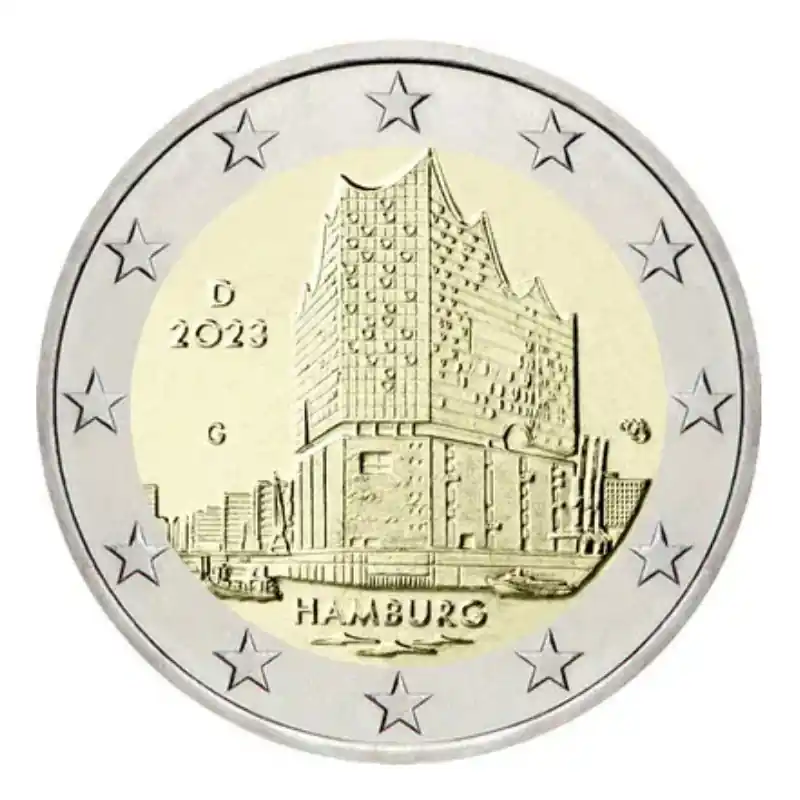 2 euros commémoratives Allemagne 2023 - Hambourg, les 5 ateliers. Paiement Sécurisé