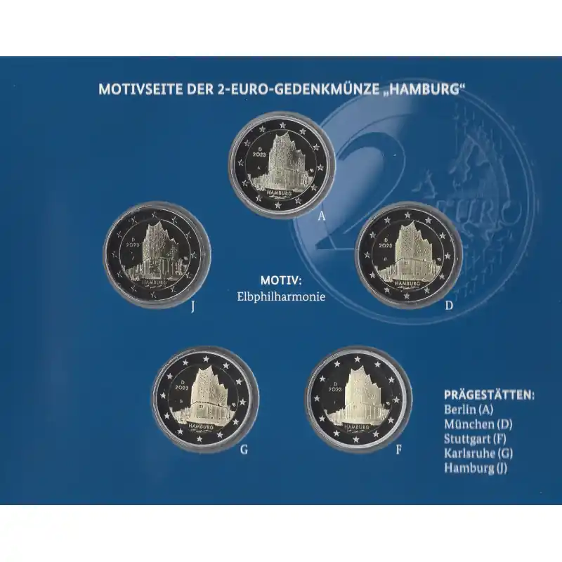 Haute Qualité 2 euros Allemagne 2023 coffret BE - Hambourg, les 5 ateliers.