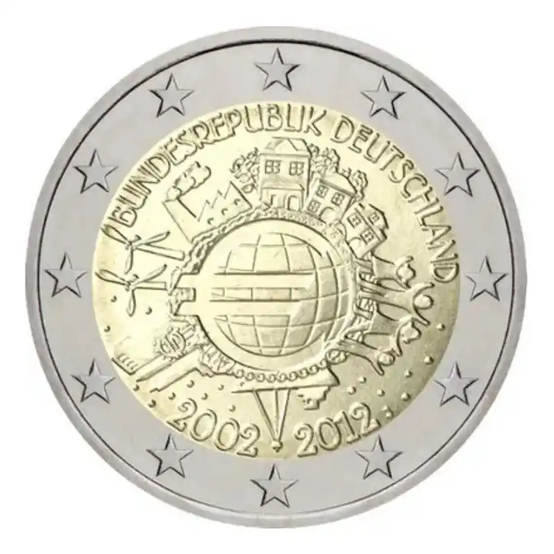 Réduction 2 euros commémoratives Allemagne 2012 - 10 ans de l'Euro, les 5 ateliers.