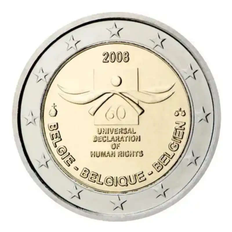 2 euros commémorative Belgique 2008 - Droits de l'homme. Meilleure Vente