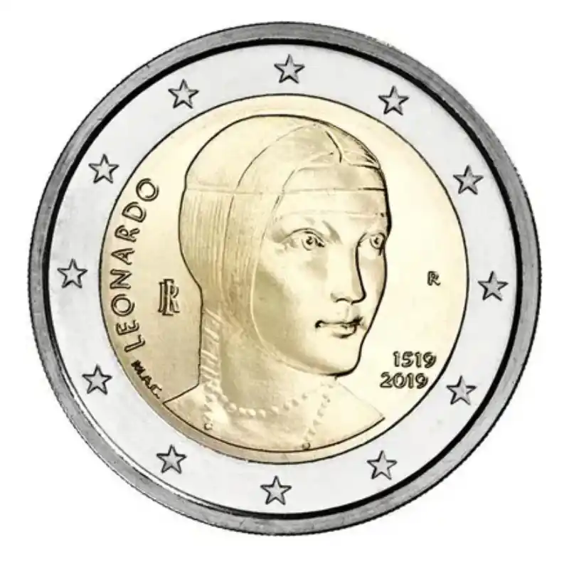 2 euros commémorative Italie 2019 - Léonard de Vinci. Meilleure Qualité