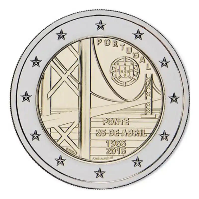 2 euros commémorative Portugal 2016 - Pont suspendu. Paiement Sécurisé