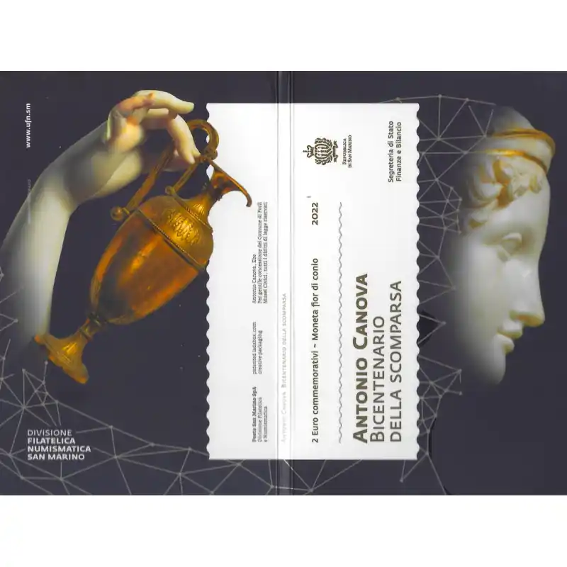 2 euros commémorative Saint Marin 2022 - Antonio Canova en coffret BU. Seulement Aujourd’hui