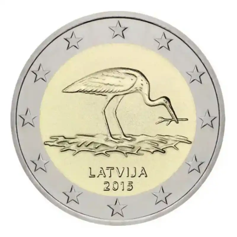 2 euros commémorative Lettonie 2015 - Cigognes noires. Seulement Aujourd’hui