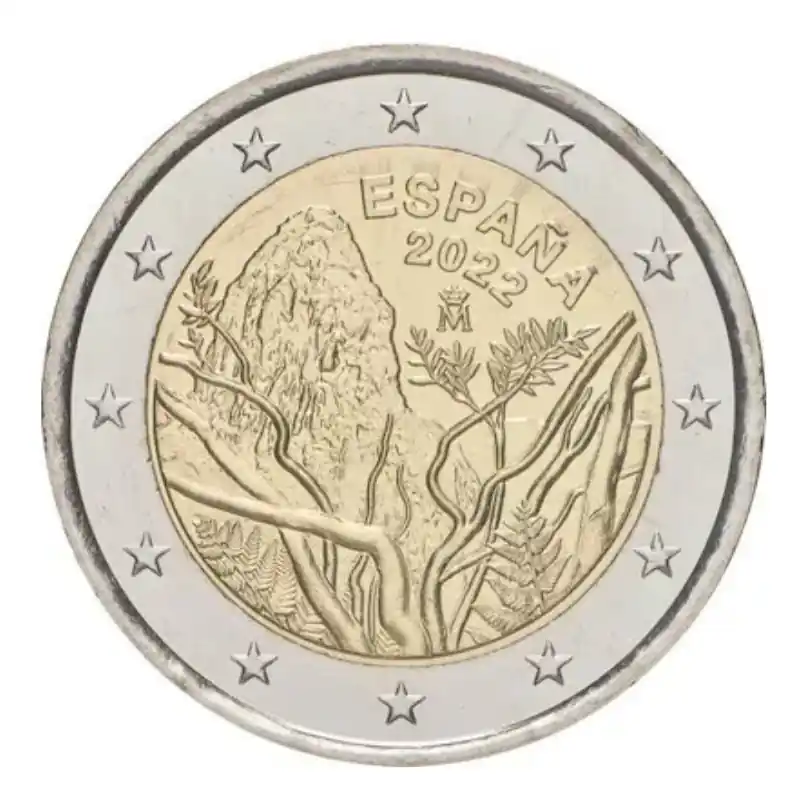 2 euros commémorative Espagne 2022 -  Parc national Garajonay. Vente Flash