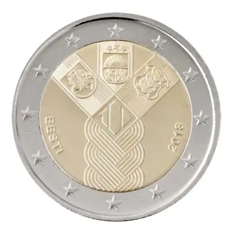 Solde 2 euros commémorative Estonie 2018 - Indépendance des Pays baltes.