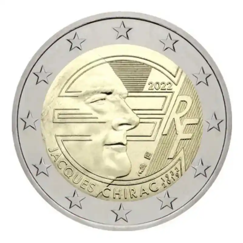 2 euros commémorative France 2022 - Jacques Chirac. Authentique