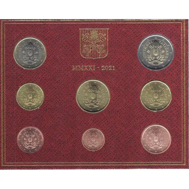 Série Euro Vatican 2021 - Armoiries de la cité Papale en coffret BU. Retour Gratuit