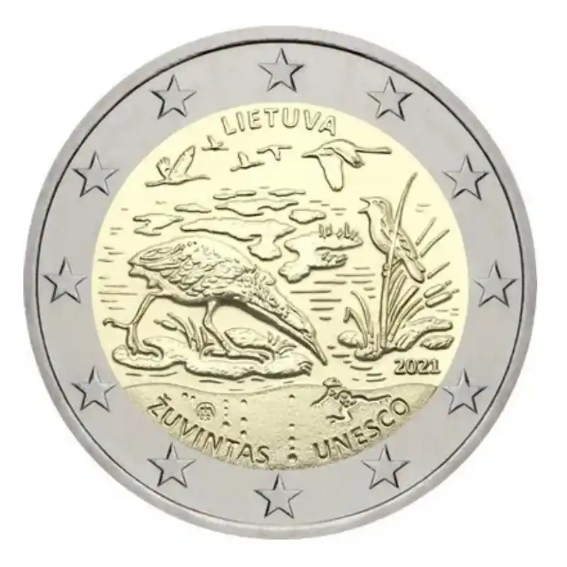 Prix Cassé 2 euros commémorative Lituanie 2021 - Réserve de biosphère de Žuvintas.