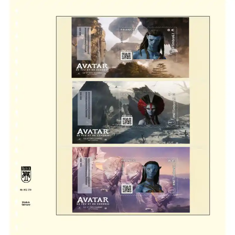 Prix Bas Feuille neutre Lindner-T à pour 3 crypto timbres de France NFT.