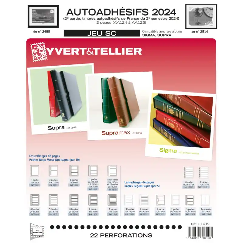 Jeux SC France timbres autoadhésifs 2024 deuxième semestre. Commander Vite
