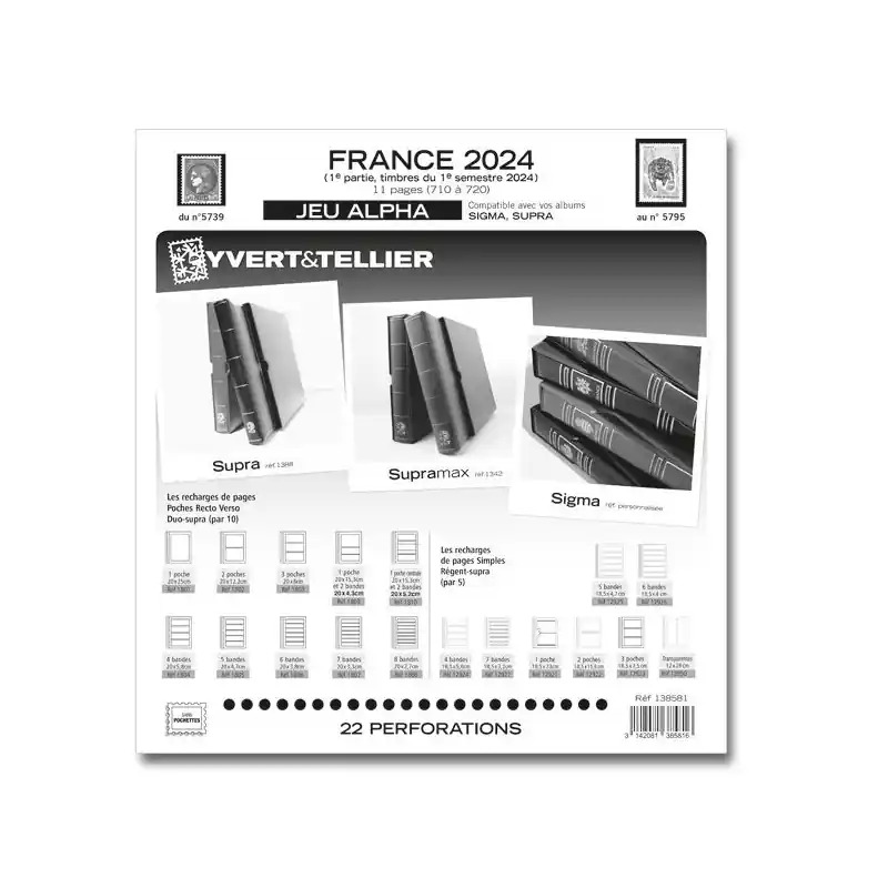 Jeux ALPHA France 2024 premier semestre sans pochettes de protection. Offre Limitée