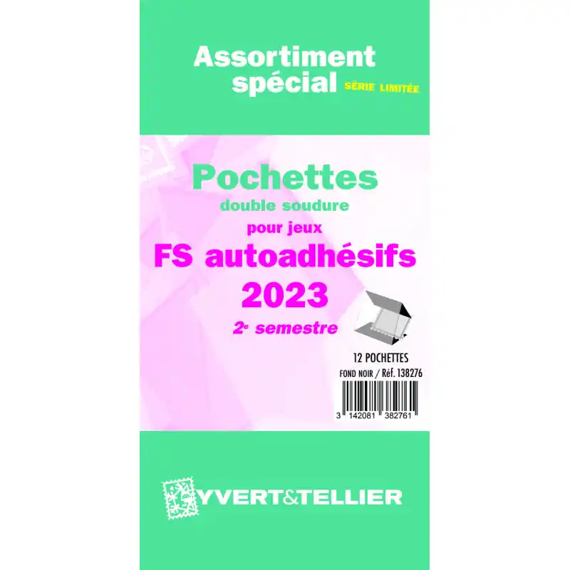 Assortiment de pochettes pour jeux timbres autoadhésifs FO\\/FS 2023 deuxième semestre. Authentique