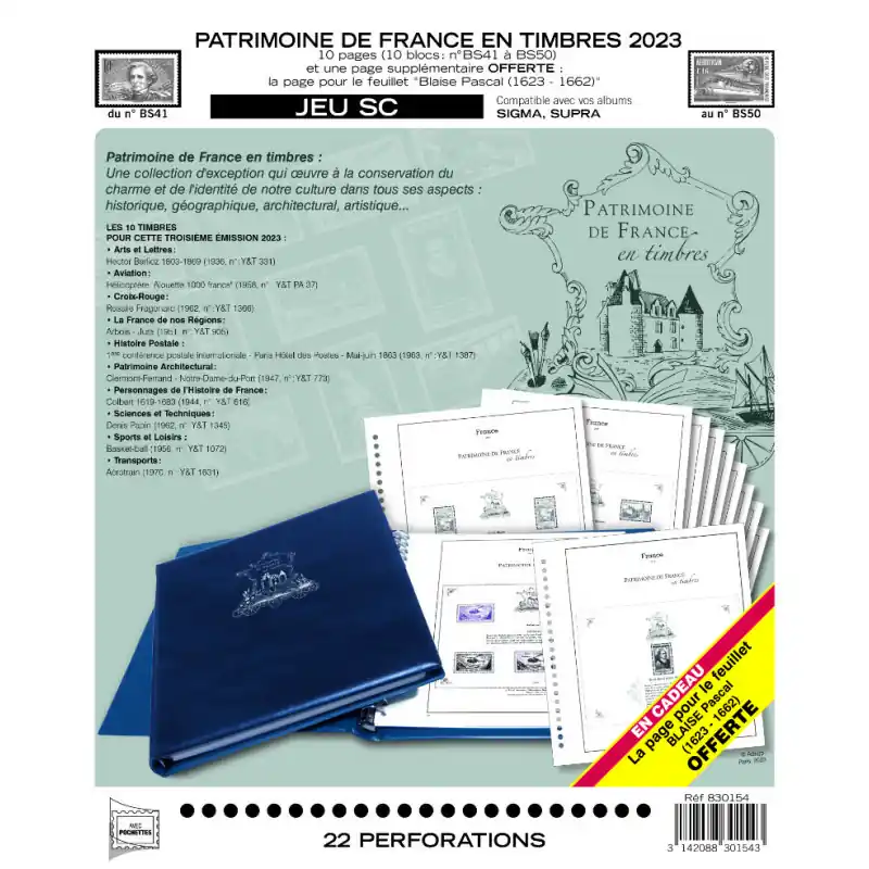 Jeux SC Yvert blocs Patrimoine de France en timbres 2023. Super Prix