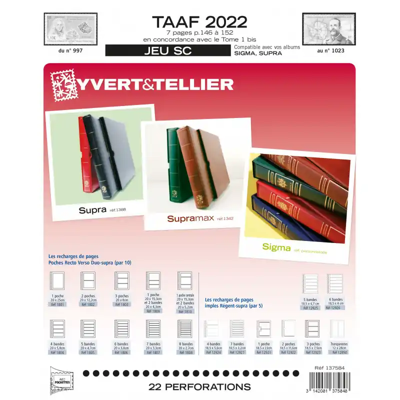 Jeux SC Yvert timbres des T.A.A.F. 2022. Acheter En Ligne