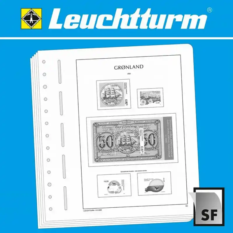 Feuilles pré imprimées Leuchtturm Groenland 2020-2024. Livraison Express