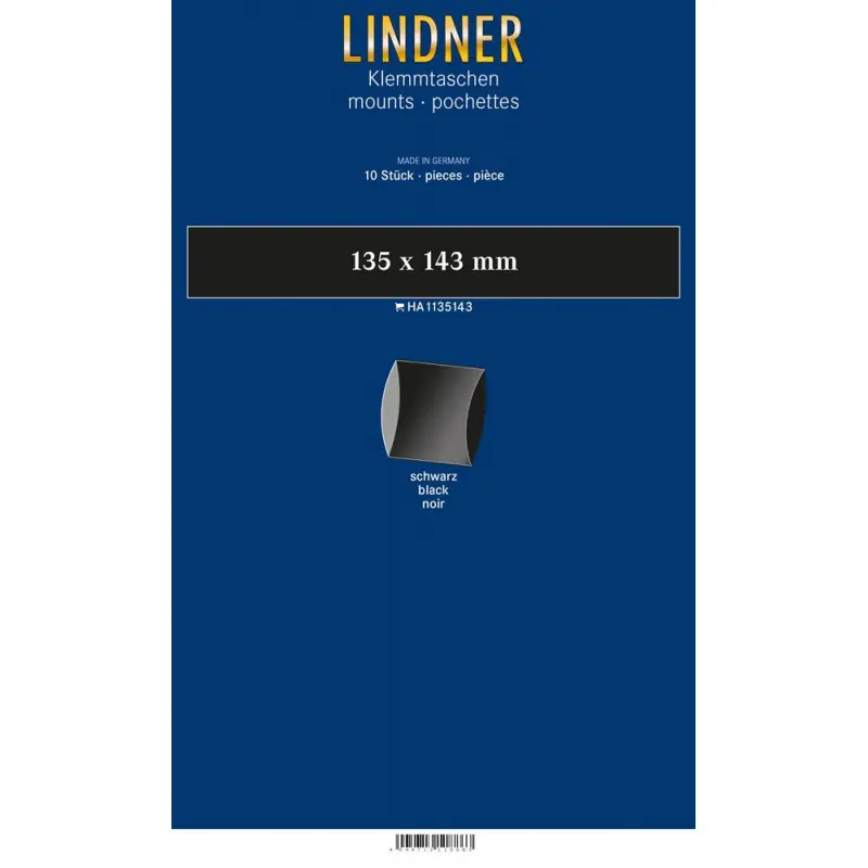 Bandes noires double soudure 135 x 143 mm pour blocs de timbres. Dernier Modèle