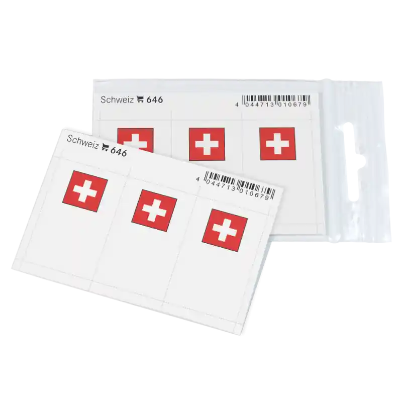 Réduction Feuillet de drapeaux Suisse en couleurs pour reliures.