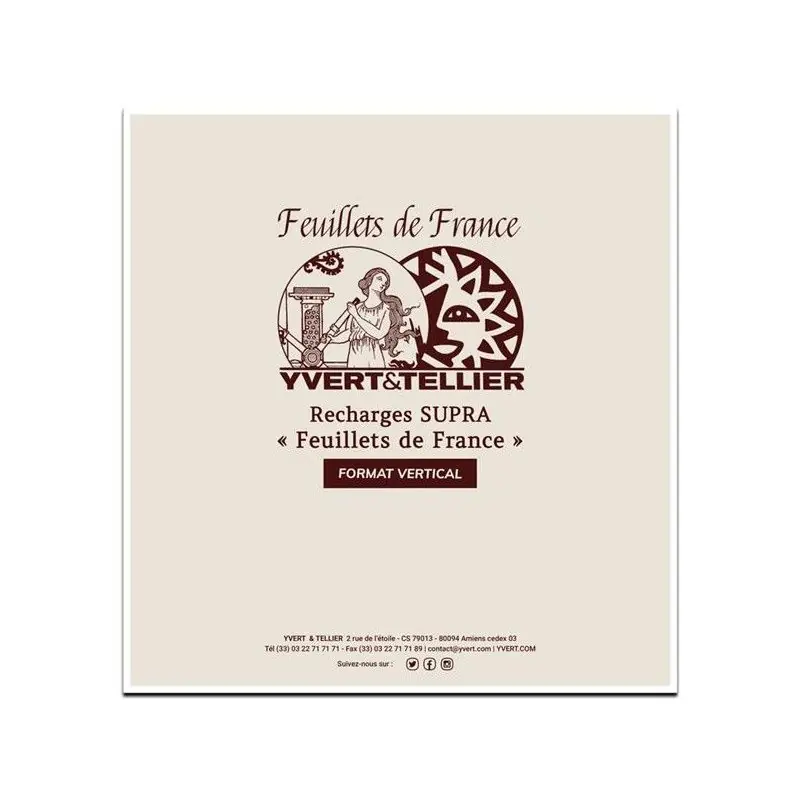 Retour Gratuit Recharges Supra Yvert pour feuillets de France format vertical.