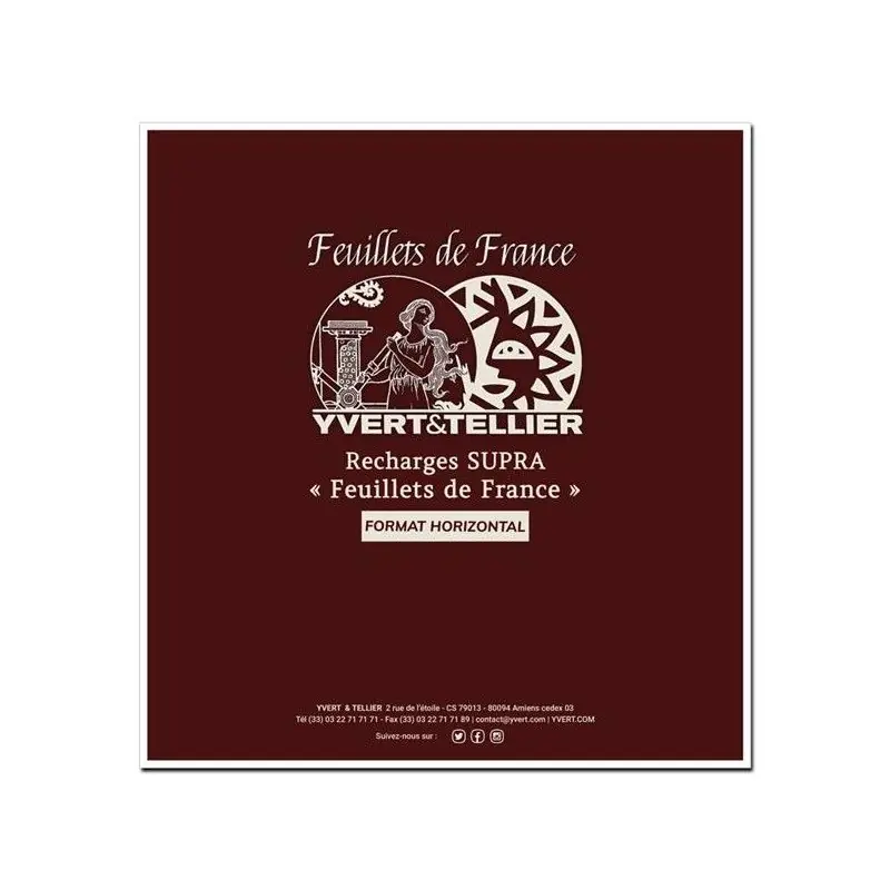 Authentique Recharges Supra Yvert pour feuillets de France format horizontal.