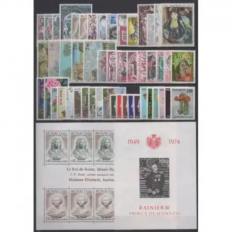 Monaco - Année complète - 1974 - No 953/1002 - BF8/BF9 Bon Marché