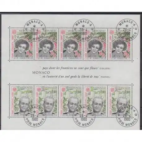 Offre Exclusive Monaco - Blocs et feuillets - 1980 - No BF18 - Littérature - Europa - Oblitéré