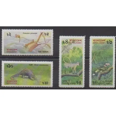 Prix Choc Bangladesh - 1991 - No 343/346 - Animaux - Espèces menacées - WWF