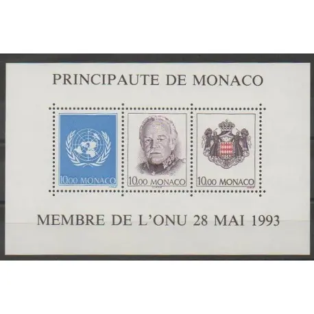 Monaco - Blocs et feuillets - 1993 - No BF62 - Nations unies Remise