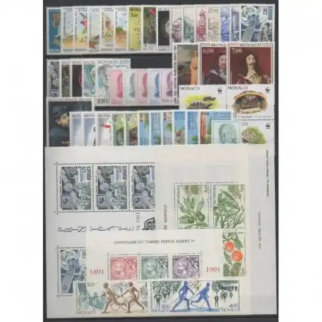 Monaco - Année complète - 1991 - No 1753/1809 - BF52/BF54 Must-Have