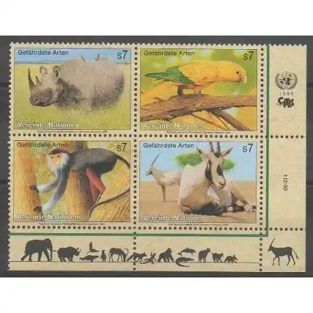 Offre Limitée Nations Unies (ONU - Vienne) - 1995 - No 200/203 - Animaux - Espèces menacées - WWF