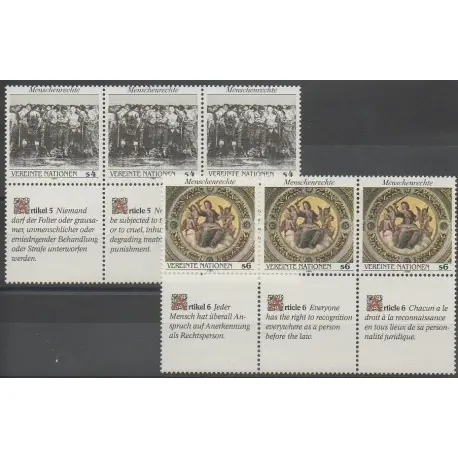 Nations Unies (ONU - Vienne) - 1989 - No 96/101 - Droits de l'Homme Garantie Incluse