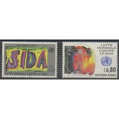 Vente Flash Nations Unies (ONU - Genève) - 1990 - No 188/189 - Santé ou Croix-Rouge