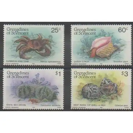 Produit De Marque Saint-Vincent (Iles Grenadines) - 1985 - No 374/377 - Vie marine