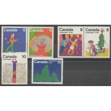 Marque Canada - 1975 - No 584/589 - Noël - Dessins d'enfants
