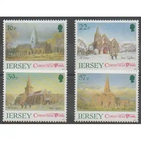 Livraison Express Jersey - 1992 - No 585/588 - Églises - Noël