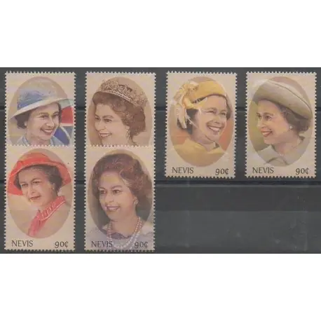 Nevis - 2001 - No 1522/1527 - Royauté - Principauté Prix Cassé