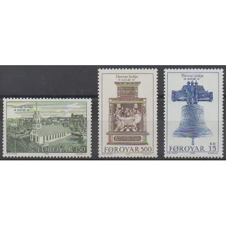 Paiement Sécurisé Féroé (Iles) - 1989 - No 173/175 - Églises