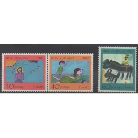 Artisanat Nouvelle-Zélande - 1987 - No 964/966 - Santé ou Croix-Rouge - Enfance - Dessins d'enfants