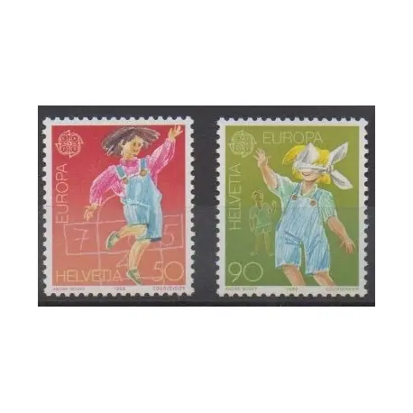 Paiement Sécurisé Suisse - 1989 - No 1323/1324 - Enfance - Europa