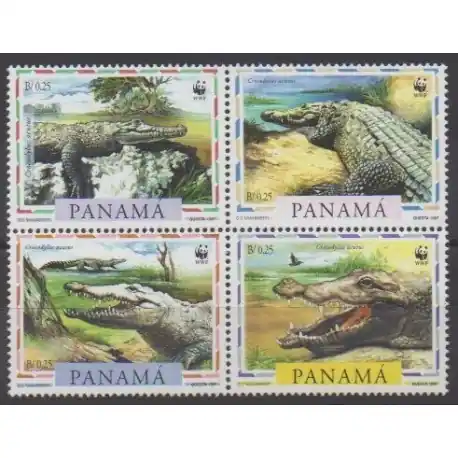 Panama - 1997 - No 1138/1141 - Reptiles - Espèces menacées - WWF Soldes