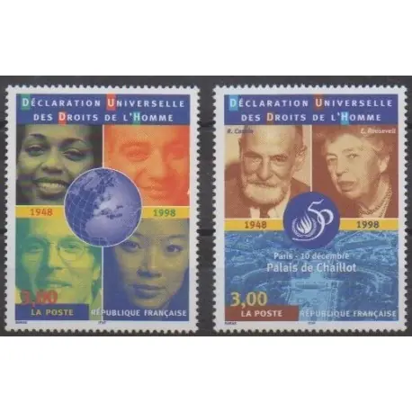 Nouveauté France - Poste - 1998 - No 3208/3209 - Droits de l'Homme