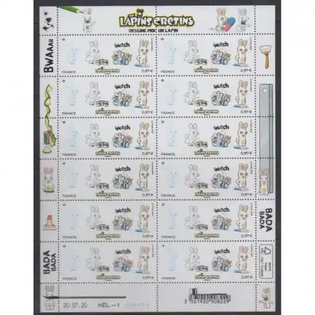 Vente Flash France - Feuillets de France - 2020 - No F6 - Dessins Animés - Lapins Crétins