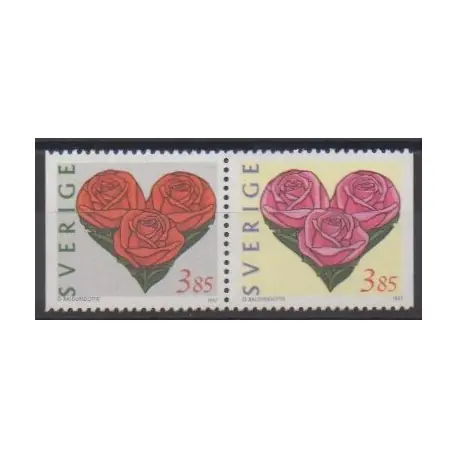 Bon Marché Suède - 1997 - No 1964/1965 - Roses