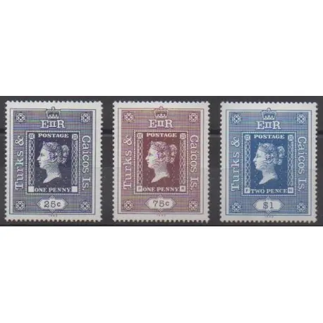 Prix Cassé Turks et Caiques (Iles) - 1990 - No 883/885 - Timbres sur timbres