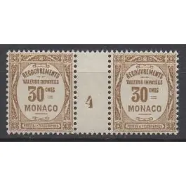 Timbre de collection Monaco - Taxe 15 Millsime 4 (1924) Prix Bas
